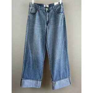 Flying Angel NWT Wide Leg Cuffed Jeans  11 or 30